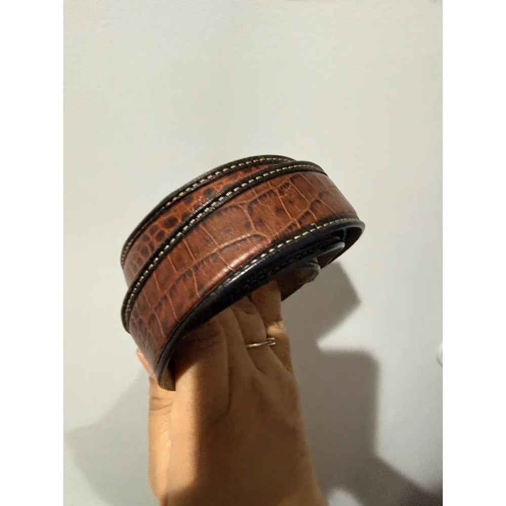 Tommy Bahama‎ Genuine Top Grain Brown Croc Embossed Leather Belt Men's Sz 40 40